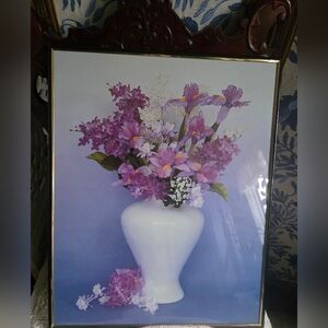 Framed Purple Floral Vase Wall Art - Home Accents 17x14"